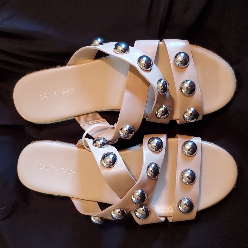 MARC Fisher Studded Taupe Sandals Size 9.5